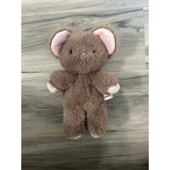 Aurora Minkies Mouse Plush Stuffed Animal Beige Big Ears Pink Nose & Ears - Picture 1 of 6
